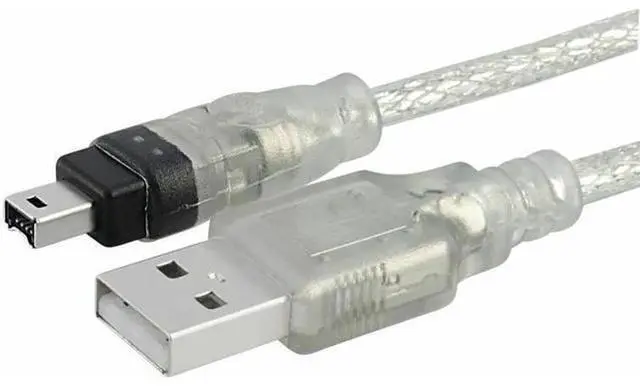 Main image of 6ft/1.8m USB 2.0 to Firewire IEEE 1394 4Pin iLink Adapter Cable, USB A Male to 4-Pin Firewire Data Cord for Sony DV Camcorders, Digital Cameras & Legacy Devices