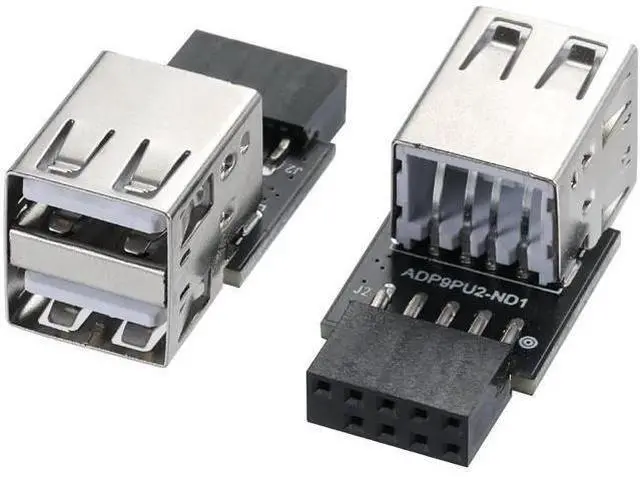 Main image of 9Pin USB 2.0 Header 1 to 2 Port Dual Layer Splitter Adapter for PC Motherboard