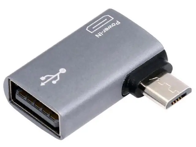 Alt view image 6 of 7 - 2 in 1 Micro USB OTG Power Adapter, 90 Degree Left Angled Micro USB Male to USB 2.0 Female Connector, 480Mbps Data Transfer & 5V 2A Power Supply for Android Phones, Tablets, Fire Stick
