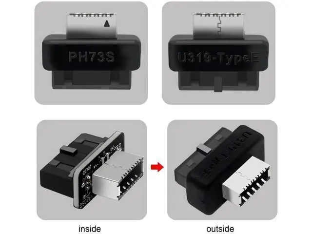 Alt view image 7 of 7 - Vertical USB 3.0 20Pin Header Male to USB 3.1 Type-E Female Motherboard Adapter, Internal Front Panel USB Type-E Extension Data Converter for PC Chassis
