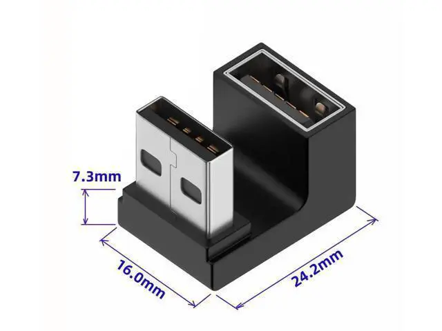 Alt view image 5 of 7 - 360° Rotatable U-Shape Back Angled USB 3.2 Gen2 Male to Female Extension Adapter, 10Gbps SuperSpeed USB Type A Elbow Extender, Support Power Charging, Data Sync & Video Transmission