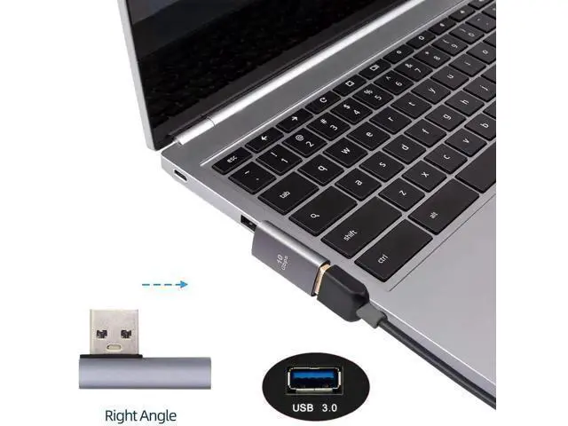 Alt view image 2 of 7 - Low Profile Right 90 Degree USB 3.0 Male to Female Extension Adapter, 10Gbps Super Speed USB-A Extender Supports Charging, Data & Video Transfer for Laptops, Docks, External SSDs
