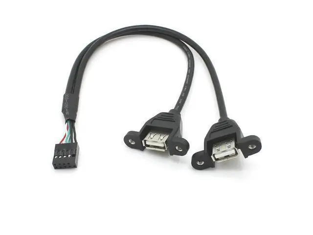 Alt view image 5 of 6 - 50cm Motherboard USB 2.0 9 Pin Header to Dual USB Type A Female Adapter Cable, Internal Front Panel USB Expansion Cord with Screw Mount Holes, 480Mbps High Speed for Desktop PC Chassis Modding 50cm