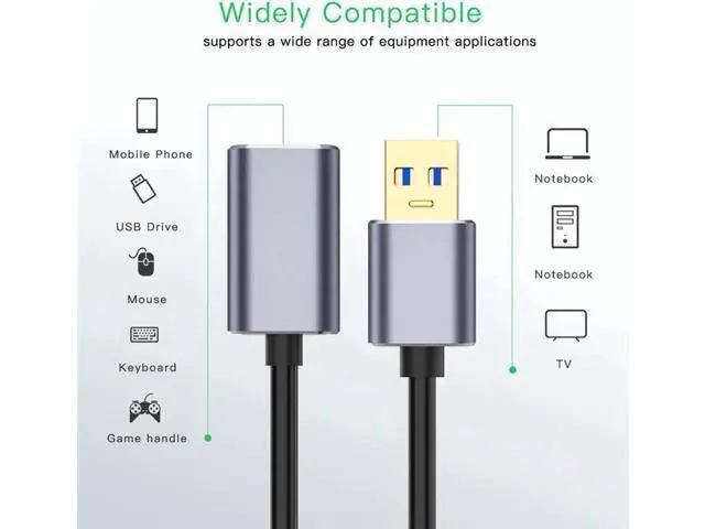 Alt view image 3 of 7 - 3.3FT USB 3.0 Type A Male to Female Extension Cable, High Speed USB Extender Cord for Keyboard, Gamepad, Webcam, Flash Drive, HDD & Printer