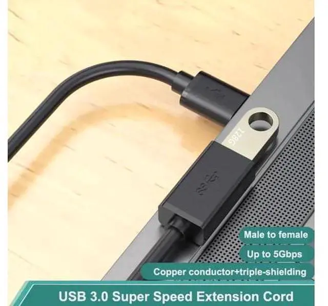 Alt view image 4 of 5 - 2 Pack 1ft/0.3M Ultra Short USB 3.0 Extension Cable, Type A Male to Female 5Gbps High Speed Cord for Mouse, Keyboard, Printer, Flash Drive, Webcam