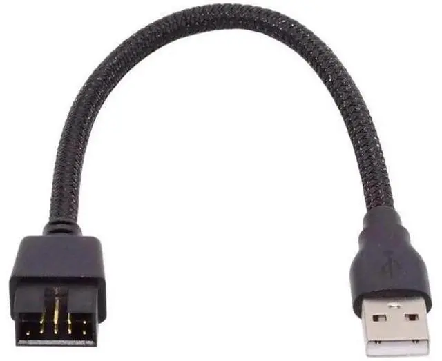 Main image of 20cm Nylon Braided USB2.0 9/10Pin Motherboard Header Male to USB-A Male Extension Cable
