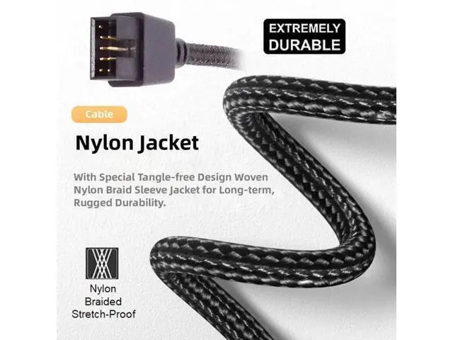Alt view image 2 of 7 - 20cm Nylon Braided USB2.0 9/10Pin Motherboard Header Male to USB-A Male Extension Cable
