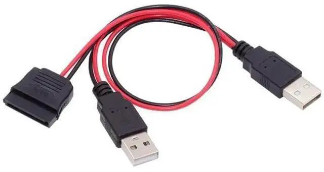 Main image of SATA 15Pin 1 to 2 USB 2.0 Power Cable, 5V 2A Auxiliary Power Cord for 2.5" SATA HDD SSD