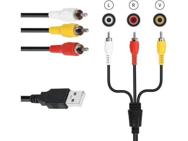 Alt view image 5 of 6 - 5FT/1.5M USB 2.0 A Male to 3 RCA Male Composite AV Cable, USB to Triple RCA Audio Video Splitter Cord for Vizio TVs & AV Media Devices