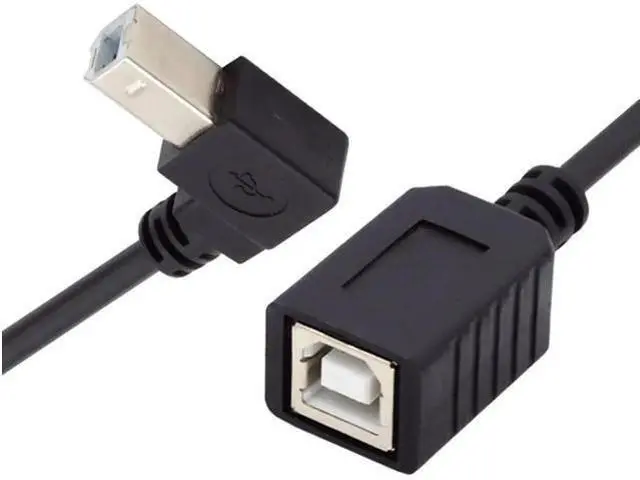 Main image of 20cm 90° Down Angled USB 2.0 Type-B Male to Female Extension Cable for Printer, Scanner and Disk Drive