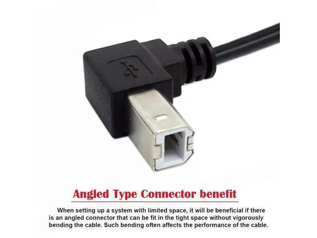 Alt view image 4 of 7 - 20cm 90° Down Angled USB 2.0 Type-B Male to Female Extension Cable for Printer, Scanner and Disk Drive