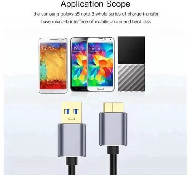 Alt view image 6 of 7 - 1M/3.3ft USB 3.0 Type A to Micro B Cable, Male to Male High Speed Data Sync Cord for External Hard Drive, Samsung S5, Note 3