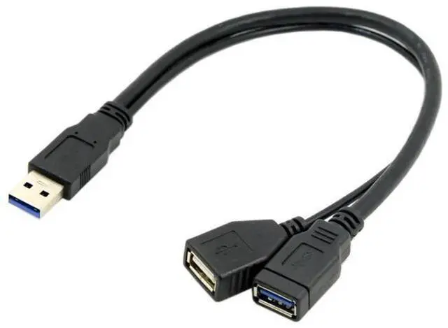 Main image of USB3.0 Y-Splitter Cable | Single Type-A Male to Dual Type-A Female Extra Power Data Cord for 2.5-inch Portable Hard Drives