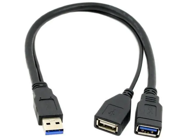 Alt view image 2 of 7 - USB3.0 Y-Splitter Cable | Single Type-A Male to Dual Type-A Female Extra Power Data Cord for 2.5-inch Portable Hard Drives