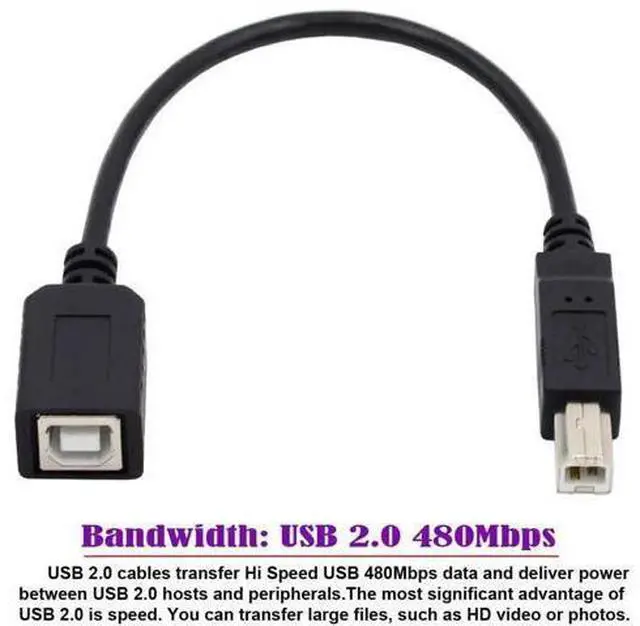 Alt view image 3 of 7 - 20cm USB 2.0 B Male to Female Extension Cable, Short USB B Cord for Printer Scanner External Hard Drive