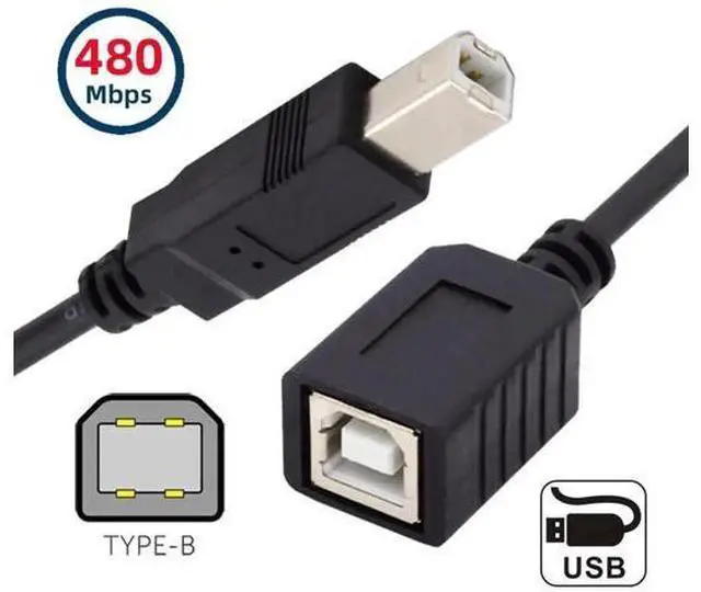 Alt view image 4 of 7 - 20cm USB 2.0 B Male to Female Extension Cable, Short USB B Cord for Printer Scanner External Hard Drive