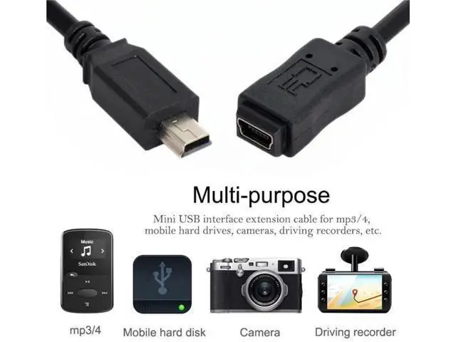 Alt view image 4 of 7 - 4.92FT/1.5M USB 2.0 Mini USB Extension Cable, 5Pin Male to Female Cord for Dash Cam, GPS and Camera