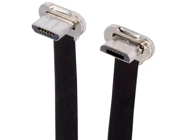 Main image of 16cm Flat Micro USB 2.0 Male to Male Cable, Up-Down 90° Angled Ultra Slim 5Pin Cord for Charging & Data Sync