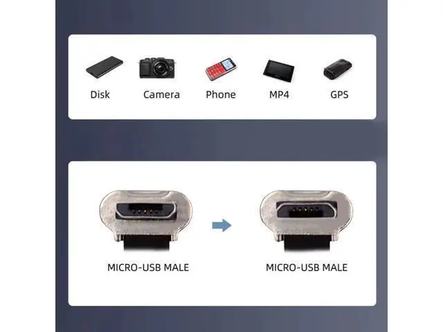 Alt view image 5 of 7 - 16cm Flat Micro USB 2.0 Male to Male Cable, Up-Down 90° Angled Ultra Slim 5Pin Cord for Charging & Data Sync