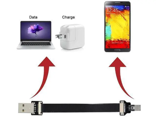 Alt view image 3 of 7 - 1.0M Flat Ribbon Micro USB Male to Male Extension Cable | USB2.0 Flexible Flex Cord