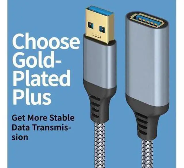 Alt view image 4 of 7 - 16.4ft Gray USB 3.0 Extension Cable, Type A Male to Female High Speed Cord for Keyboard, Mouse, Flash Drive, Hard Drive