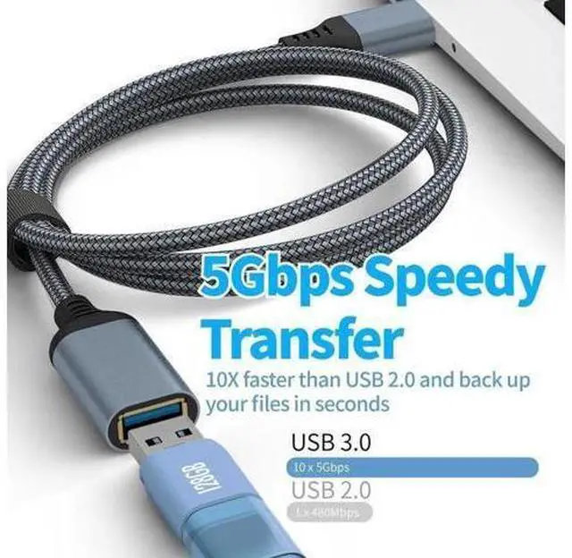 Alt view image 7 of 7 - 16.4ft Gray USB 3.0 Extension Cable, Type A Male to Female High Speed Cord for Keyboard, Mouse, Flash Drive, Hard Drive