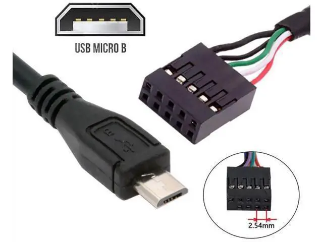 Alt view image 2 of 7 - 0.5M USB2.0 9/10Pin Motherboard Header to Micro USB 5Pin Female Data Cable | Internal PC Front Panel Conversion Cord
