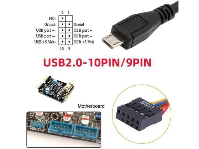 Alt view image 3 of 7 - 0.5M USB2.0 9/10Pin Motherboard Header to Micro USB 5Pin Female Data Cable | Internal PC Front Panel Conversion Cord