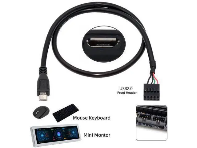 Alt view image 4 of 7 - 0.5M USB2.0 9/10Pin Motherboard Header to Micro USB 5Pin Female Data Cable | Internal PC Front Panel Conversion Cord