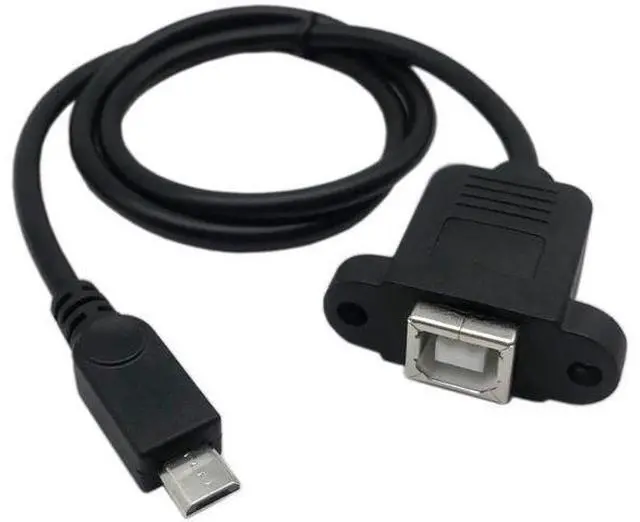 Main image of 50cm Panel Mount Micro USB 5Pin Male to USB2.0 Type-B Female Cable with Screw Holes | Data & Charging Extension Cord