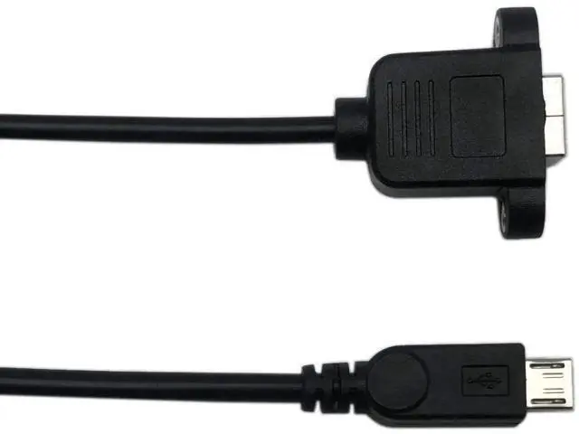 Alt view image 5 of 6 - 50cm Panel Mount Micro USB 5Pin Male to USB2.0 Type-B Female Cable with Screw Holes | Data & Charging Extension Cord