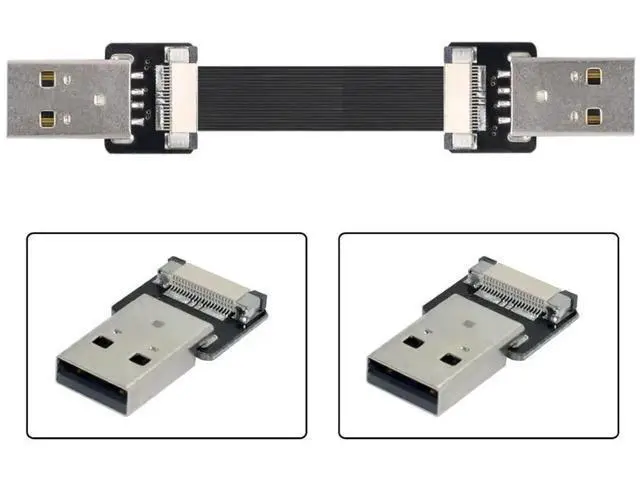 Alt view image 2 of 7 - 0.5M Flat Ribbon USB2.0 Male to Male Extension Flex Cable for Data Sync & Charging