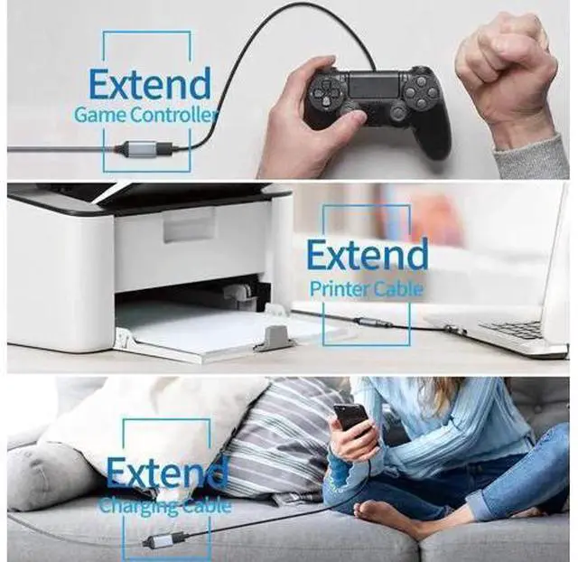 Alt view image 3 of 7 - 6.6FT USB 3.0 Extension Cable, Type A Male to Female High Speed Cord for Keyboard, Mouse, Flash Drive, Hard Drive