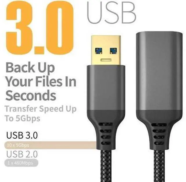 Alt view image 5 of 7 - 6.6FT USB 3.0 Extension Cable, Type A Male to Female High Speed Cord for Keyboard, Mouse, Flash Drive, Hard Drive