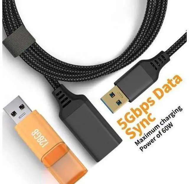 Alt view image 2 of 7 - 6.6FT USB 3.0 Extension Cable, Type A Male to Female High Speed Cord for Keyboard, Mouse, Flash Drive, Hard Drive