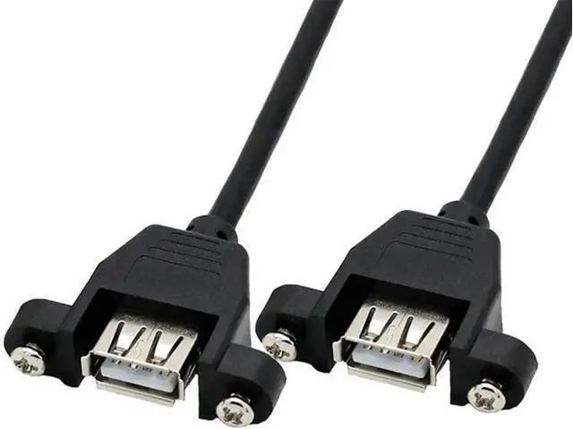 Alt view image 3 of 3 - Panel Mount USB 2.0 Header Cable, 9Pin Motherboard Header to Dual USB-A Female Splitter Cord with Mounting Screws, 1.64FT Black