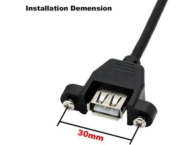 Alt view image 2 of 3 - Panel Mount USB 2.0 Header Cable, 9Pin Motherboard Header to Dual USB-A Female Splitter Cord with Mounting Screws, 1.64FT Black