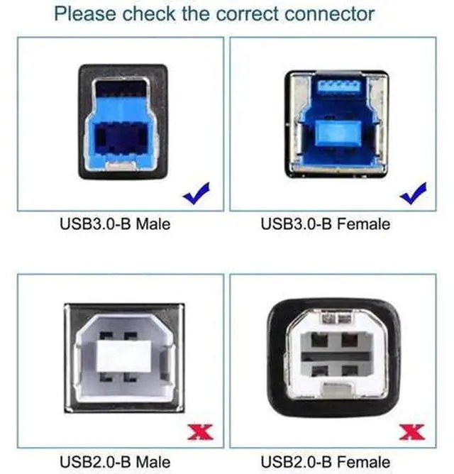 Alt view image 3 of 7 - 30cm USB3.0 B Female to USB2.0 B Male Extension Cable | 5Gbps High Speed Data Cord for External SSD, HDD & Industrial Camera