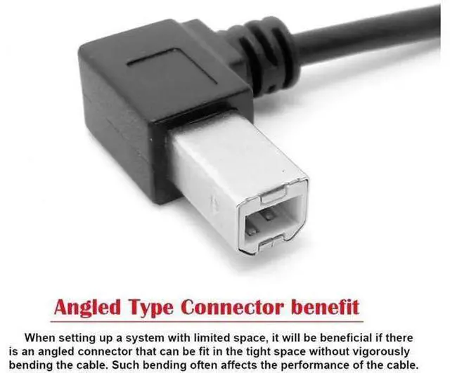 Alt view image 3 of 7 - 20cm Left 90° Angled USB2.0 Type-B Male to Female Extension Cable for Printer, Scanner & External Storage