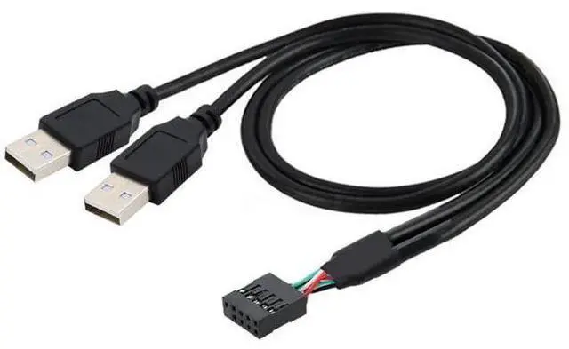 Main image of 0.5M USB2.0 9/10Pin Header 1 Male to Dual USB2.0 Male Y-Splitter Internal Extension Cable