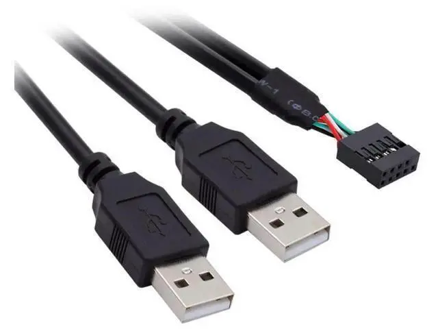 Alt view image 7 of 7 - 0.5M USB2.0 9/10Pin Header 1 Male to Dual USB2.0 Male Y-Splitter Internal Extension Cable