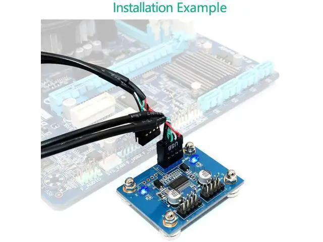 Alt view image 2 of 7 - 30CM 180-Degree USB2.0 9Pin Motherboard Header 1-to-2 Y Splitter Cable | Single Male Header to Dual USB2.0 Male Internal Expansion Cord