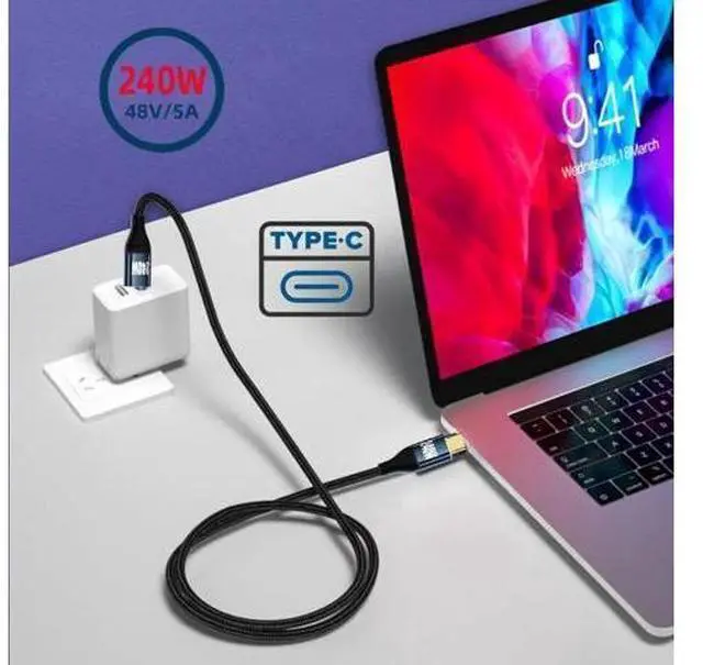Alt view image 4 of 7 - 1.0M USBC Male to Male Cable | 240W(48V/5A) PD Fast Charging, USB2.0 480Mbps Data Transfer