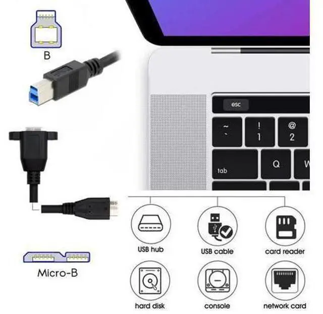 Alt view image 7 of 7 - 30cm USB3.0 Type-B Female to Micro-B Male Extension Cable, 5Gbps High Speed Cord for External SSD, Hard Drive & Digital Camera