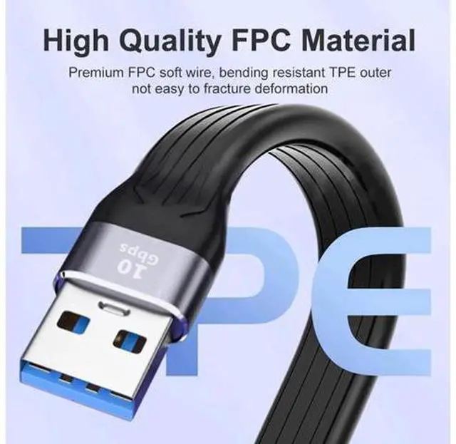 Alt view image 6 of 7 - 13cm Flat FPC USB3.1 Gen2 Type-A Female to Type-A Male Extension Cable | 10Gbps Slim Flexible Cord for Laptop & Desktop