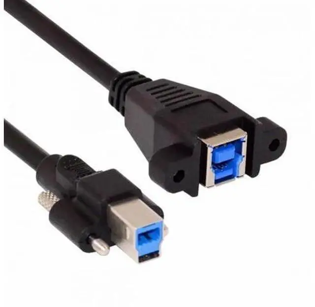Main image of 0.5m USB3.0 Type-B Male to Female Extension Cable, Dual Thumbscrew Lockable Panel Mount Cord