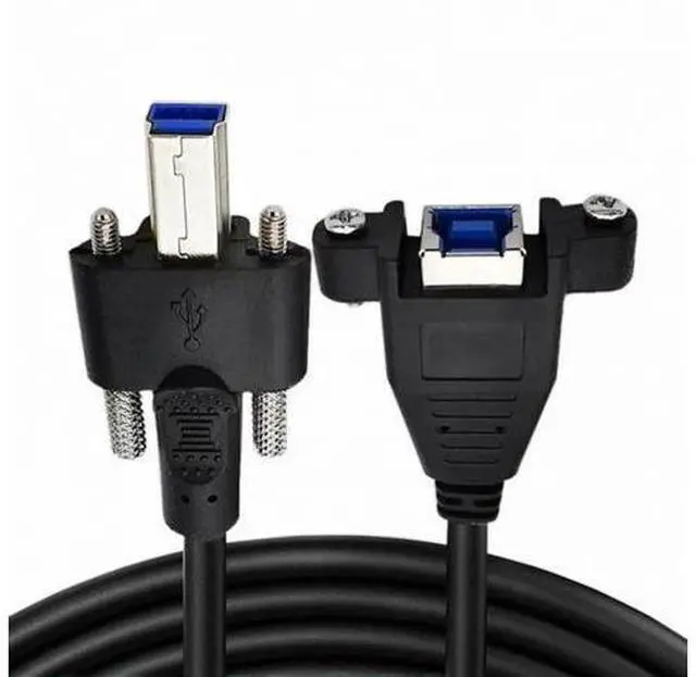 Alt view image 6 of 7 - 0.5m USB3.0 Type-B Male to Female Extension Cable, Dual Thumbscrew Lockable Panel Mount Cord