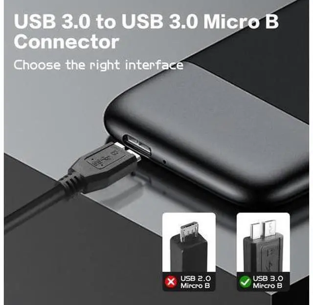 Alt view image 5 of 6 - 3FT Y-Shape USB3.0 Type-A Dual Male to Micro-B Cable | 5Gbps High Speed Data & Extra Supplemental Power Cord for 2.5" HDD/SSD
