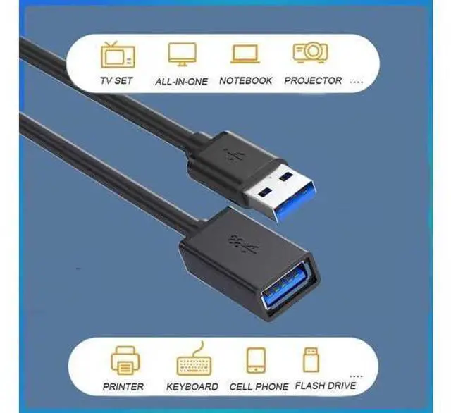 Alt view image 6 of 6 - 2 Pack 1.65FT USB 3.0 Extension Cable, Type A Male to Female High Speed Cord for Keyboard, Mouse, Webcam, Printer, Hard Drive