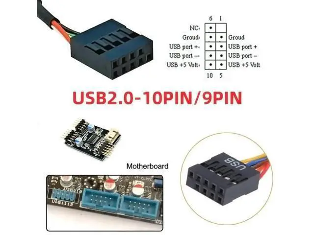 Alt view image 2 of 7 - 0.49FT TypeE KeyA Female to USB2.0 9Pin Male Mainboard Front Panel Conversion Extension Cable